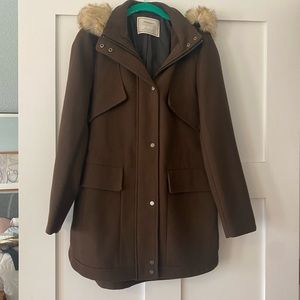 Zarabasic Outerwear Department hooded coat with fur trim. Size small.
